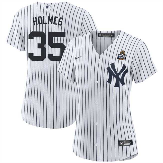 Women%27s New York Yankees #35 Clay Holmes White 2024 World Series Cool Base Stitched Jersey Dzhi